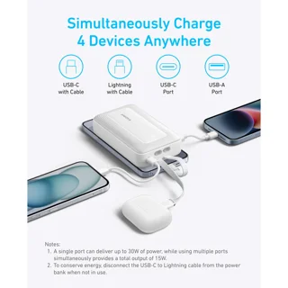 پاوربانک انکر مدل A1681 ظرفیت 20000 میلی آمپر ساعت به همراه کابل لایتنیگ و کابل USB Type-C 102301473