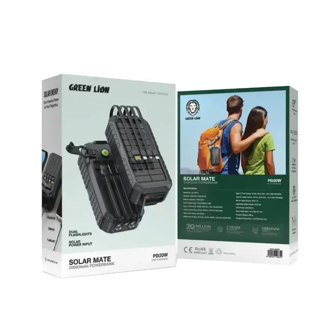 پاوربانک 22.5 وات گرین لاین مدل SOLAR MATE ظرفیت 20000 میلی‌آمپرساعت 101811821