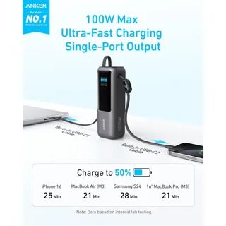 پاوربانک 100 وات انکر مدل A1695 ظرفیت 25000 میلی آمپر ساعت به همراه دو کابل USB-C 102301408