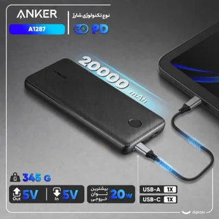 پاوربانک 20 وات انکر مدل A1287 ظرفیت 20000 میلی آمپر ساعت 101816490