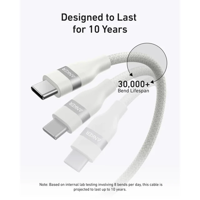 کابل تبدیل USB-C به USB-C انکر مدل A82E2 طول 0.9 متر با توان 240 وات 102372220