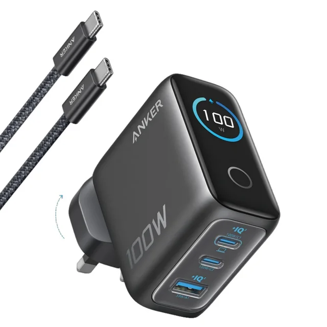 شارژر دیواری 100 وات سه پورت انکر مدل B121B به همراه کابل تبدیل USB-C 102373511