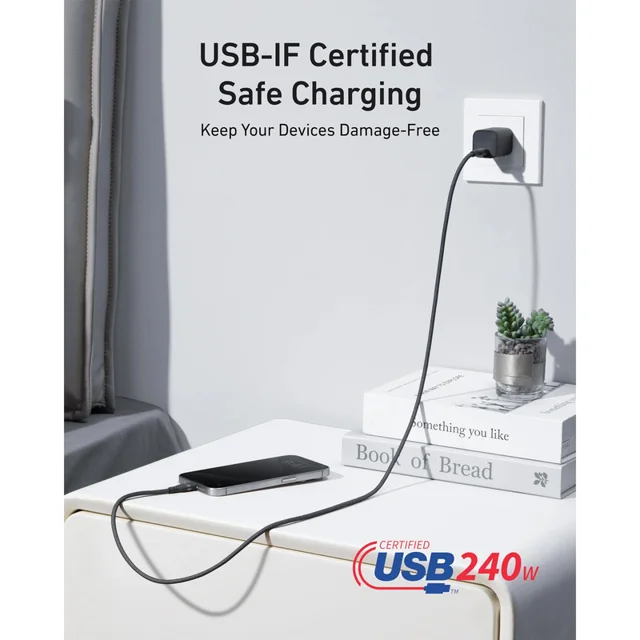 کابل تبدیل USB-C به USB-C انکر مدل A82E2 طول 0.9 متر با توان 240 وات 102372223