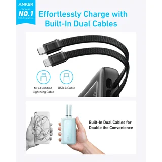 پاوربانک انکر مدل A1681 ظرفیت 20000 میلی آمپر ساعت به همراه کابل لایتنیگ و کابل USB Type-C 102301471