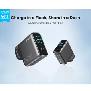 شارژر دیواری 140 وات 4 پورت انکر مدل B0DPKP7RD8 به همراه کابل USB-C به طول 1.5 متر 102368216
