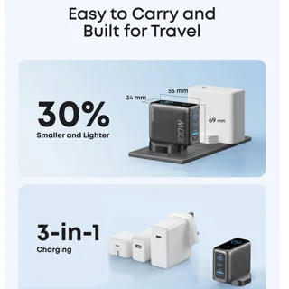 شارژر دیواری 100 وات سه پورت انکر مدل B121B به همراه کابل تبدیل USB-C 102373512