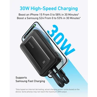 پاوربانک انکر مدل A1681 ظرفیت 20000 میلی آمپر ساعت به همراه کابل لایتنیگ و کابل USB Type-C 102301472
